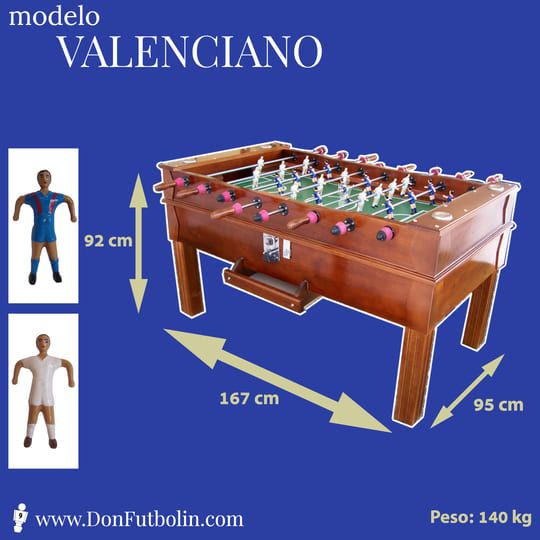 Medidas del Futbolín modelo profesional Valenciano | Don Futbolin