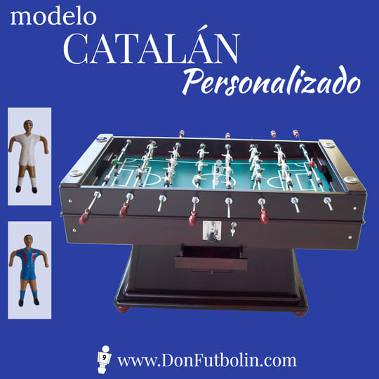 Futbolín Catalán personalizado en color caoba envejecido| Don Futbolin