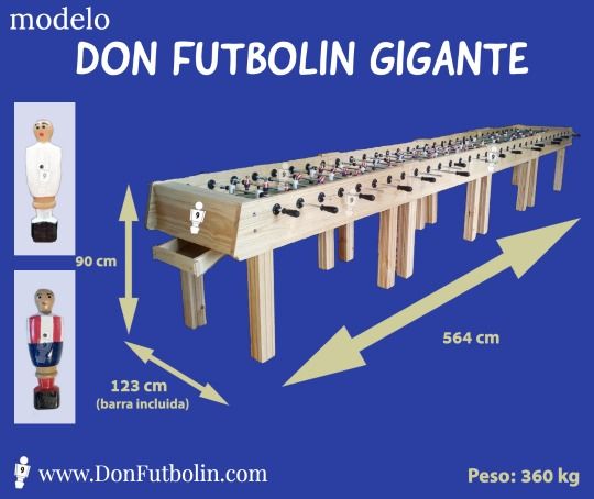 Medidas Don Futbollin Gigante. Alquiler Eventos